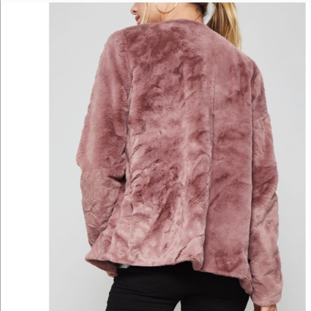 New Promesa mauve faux fur studded jacket - Picture 5 of 8